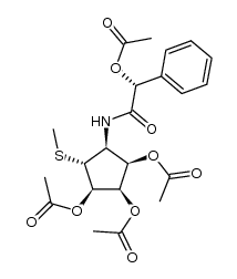 (1R,2R,3R,4R,5S)-1-(methylthio)-2,3,4-triacetoxy-5-(N-((R)-acetoxyphenylacetyl)amino)cyclopentane结构式