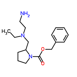 Benzyl 2-{[(2-aminoethyl)(ethyl)amino]methyl}-1-pyrrolidinecarboxylate结构式