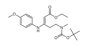 ethyl 5-[(tert-butoxycarbonyl)(methyl)amino]-3-[(4-methoxyphenyl)amino]pent-2-enoate结构式