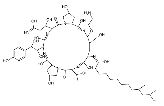 Pneumocandin B0, 1-((4R,5R)-5-(2-aminoethoxy)-N2-(10,12-dimethyl-1-oxotetradecyl)-4-hydroxy-L-ornithine) structure