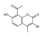8-acetyl-3-bromo-7-hydroxy-4-methylcoumarin Structure