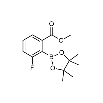 3-氟-2-(4,4,5,5-四甲基-1,3,2-二氧硼烷-2-基)苯甲酸甲酯结构式