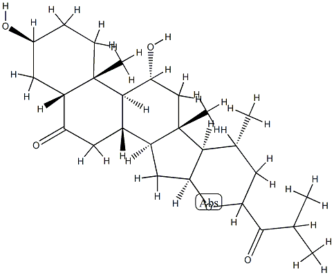 16β,23-Epoxy-3β,11α-dihydroxy-5β-cholestane-6,24-dione结构式
