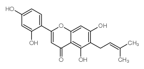 4H-1-Benzopyran-4-one, 2- (2,4-dihydroxyphenyl)-5, 7-dihydroxy-6-(3-methyl-2-butenyl)- picture