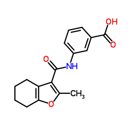 3-{[(2-Methyl-4,5,6,7-tetrahydro-1-benzofuran-3-yl)carbonyl]amino}benzoic acid结构式