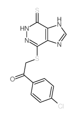 1-(4-chlorophenyl)-2-[(5-sulfanylidene-3,4,7,9-tetrazabicyclo[4.3.0]nona-1,6,8-trien-2-yl)sulfanyl]ethanone结构式