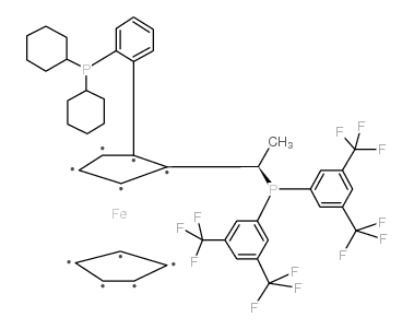 (r)-1-[(r)-2-[2-(dicyclohexylphosphino)phenyl]ferrocenyl]ethylbis[3,5-bis(trifluoromethyl)phenyl]phosphine Structure