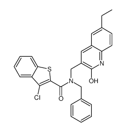 Benzo[b]thiophene-2-carboxamide, 3-chloro-N-[(6-ethyl-1,2-dihydro-2-oxo-3-quinolinyl)methyl]-N-(phenylmethyl)- (9CI)结构式