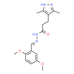 (E)-N-(2,5-dimethoxybenzylidene)-3-(3,5-dimethyl-1H-pyrazol-4-yl)propanehydrazide structure