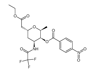 ethyl 2-(2,3,6-trideoxy-4-O-p-nitrobenzoyl-3-trifluoroacetamido-α-L-lyxo-hexopyranosyl)acetate Structure