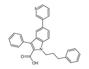 3-phenyl-1-(3-phenylpropyl)-5-pyridin-3-ylindole-2-carboxylic acid结构式