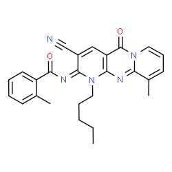 N-(3-cyano-10-methyl-5-oxo-1-pentyl-1,5-dihydro-2H-dipyrido[1,2-a:2,3-d]pyrimidin-2-ylidene)-2-methylbenzamide structure