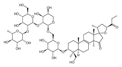 (23S)-17α,23-epoxy-29-hydroxy-3β-[(O-α-L-rhamnopyranosyl-(1->2)-O-β-D-glucopyranosyl-(1->2)-O-α-L-arabinopyranosyl-(1->6)-β-D-glucopyranosyl)oxy]-27-norlanost-8-ene-15,24-dione结构式