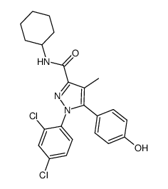 N-cyclohexyl-1-(2,4-dichlorophenyl)-5-(4-hydroxyphenyl)-4-methyl-1H-pyrazole-3 -carboxamide结构式