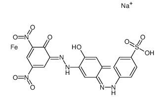 sodium [4-[[2,4-dihydroxy-5-[(2-hydroxy-3,5-dinitrophenyl)azo]phenyl]azo]benzene-1-sulphonato(3-)]ferrate(1-) Structure