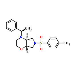 (4aS,7aS)-6-[(4-Methylphenyl)sulfonyl]-4-[(1R)-1-phenylethyl]octahydropyrrolo[3,4-b][1,4]oxazine结构式