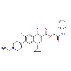 3-Quinolinecarboxylic acid, 1-cyclopropyl-7-(4-ethyl-1-piperazinyl)-6-fluoro-1,4-dihydro-4-oxo-, 2-oxo-2-(phenylamino)ethyl ester结构式