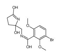 5-((3-bromo-2,6-dimethoxybenzamido)methyl)-5-hydroxy-2-pyrrolidone structure