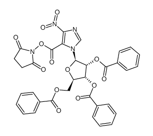 N-Succinimidyl 4-Nitro-1-(2,3,5-tri-O-benzoyl-β-D-ribofuranosyl)imidazole-5-carboxylate结构式