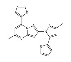 2-(3'-methyl-5'-(thien-2-yl)pyrazol-1'-yl)-5-methyl-7-(thien-2-yl)pyrazolo[1,5-a]pyrimidine结构式