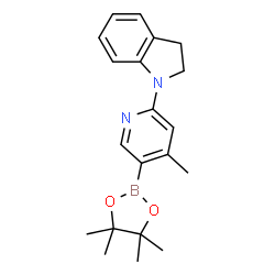 1-(4-Methyl-5-(4,4,5,5-tetramethyl-1,3,2-dioxaborolan-2-yl)pyridin-2-yl)indoline结构式