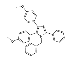 1-benzyl-4,5-di(4-methoxyphenyl)-2-phenyl-1H-imidazole结构式
