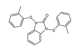 1,3-bis[(2-methylphenyl)sulfanyl]benzimidazol-2-one结构式