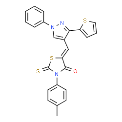 3-(4-methylphenyl)-5-{[1-phenyl-3-(2-thienyl)-1H-pyrazol-4-yl]methylene}-2-thioxo-1,3-thiazolidin-4-one结构式