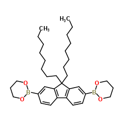 2-[7-(1,3,2-dioxaborinan-2-yl)-9,9-dioctyl-fluoren-2-yl]-1,3,2-dioxaborinane structure