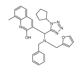 3-[[benzyl(furan-2-ylmethyl)amino]-(1-cyclopentyltetrazol-5-yl)methyl]-8-methyl-1H-quinolin-2-one Structure