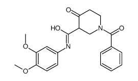 1-benzoyl-N-(3,4-dimethoxyphenyl)-4-oxopiperidine-3-carboxamide结构式