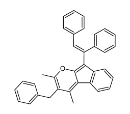 3-Benzyl-9-((E)-1,2-diphenyl-vinyl)-2,4-dimethyl-1-oxa-fluorene结构式