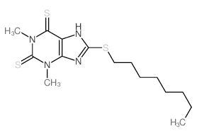 1H-Purine-2,6-dithione,3,9-dihydro-1,3-dimethyl-8-(octylthio)- Structure