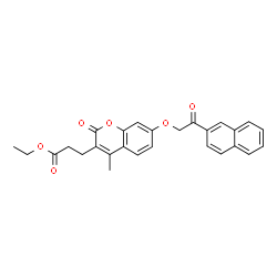 ethyl 3-[4-methyl-7-(2-naphthalen-2-yl-2-oxoethoxy)-2-oxochromen-3-yl]propanoate structure
