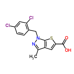 1-(2,4-DICHLORO-BENZYL)-3-METHYL-1H-THIENO[2,3-C]PYRAZOLE-5-CARBOXYLIC ACID structure