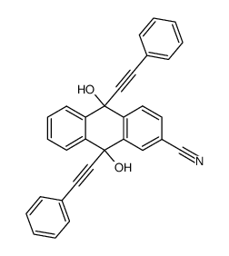 9,10-dihydroxy-9,10-bis(phenylethynyl)-9,10-dihydroanthracene-2-carbonitrile结构式