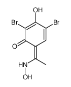 2,4-dibromo-3-hydroxy-6-[1-(hydroxyamino)ethylidene]cyclohexa-2,4-dien-1-one结构式