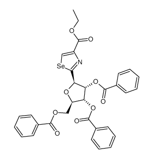 ethyl 2-(2,3,5-tri-O-benzoyl-β-D-ribofuranosyl)-selenazole-4-carboxylate结构式