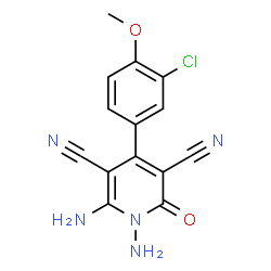 1,6-diamino-4-(3-chloro-4-methoxyphenyl)-2-oxo-1,2-dihydro-3,5-pyridinedicarbonitrile结构式