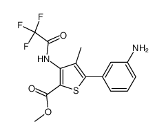 methyl 5-(3-aminophenyl)-4-methyl-3-(2,2,2-trifluoroacetamido)thiophene-2-carboxylate结构式
