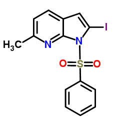 1-(Phenylsulphonyl)-2-iodo-6-Methyl-7-azaindole structure