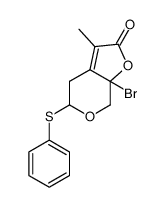 7a-bromo-3-methyl-5-(phenylthio)-4,5,7,7a-tetrahydro-2H-furo[2,3-c]pyran-2-one结构式