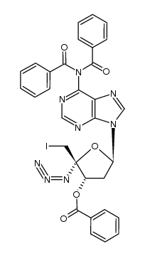 4'-azido-2',5'-dideoxy-5'-iodo-N6,N6,O3'-tribenzoyladenosine Structure