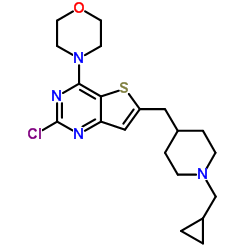 4-(2-Chloro-6-((1-(cyclopropylmethyl)piperidin-4-yl)Methyl)thieno[3,2-d]pyrimidin-4-yl)Morpholine结构式