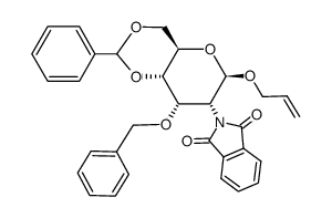 .beta.-D-Allopyranoside, 2-propenyl 2-deoxy-2-(1,3-dihydro-1,3-dioxo-2H-isoindol-2-yl)-3-O-(phenylmethyl)-4,6-O-(phenylmethylene)- Structure
