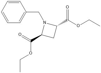 trans-2,4-diethyl-1-benzylazetidine-2,4-dicarboxylate structure