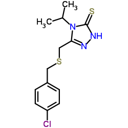 5-([(4-CHLOROBENZYL)SULFANYL]METHYL)-4-ISOPROPYL-4H-1,2,4-TRIAZOL-3-YLHYDROSULFIDE structure