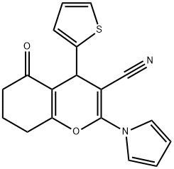 5-oxo-2-(1h-pyrrol-1-yl)-4-(2-thienyl)-5,6,7,8-tetrahydro-4h-chromene-3-carbonitrile结构式