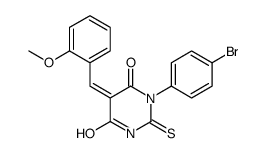 (5E)-1-(4-bromophenyl)-5-[(2-methoxyphenyl)methylidene]-2-sulfanylidene-1,3-diazinane-4,6-dione结构式