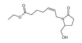 (Z)-7-(2-Hydroxymethyl-5-oxo-pyrrolidin-1-yl)-hept-5-enoic acid ethyl ester结构式